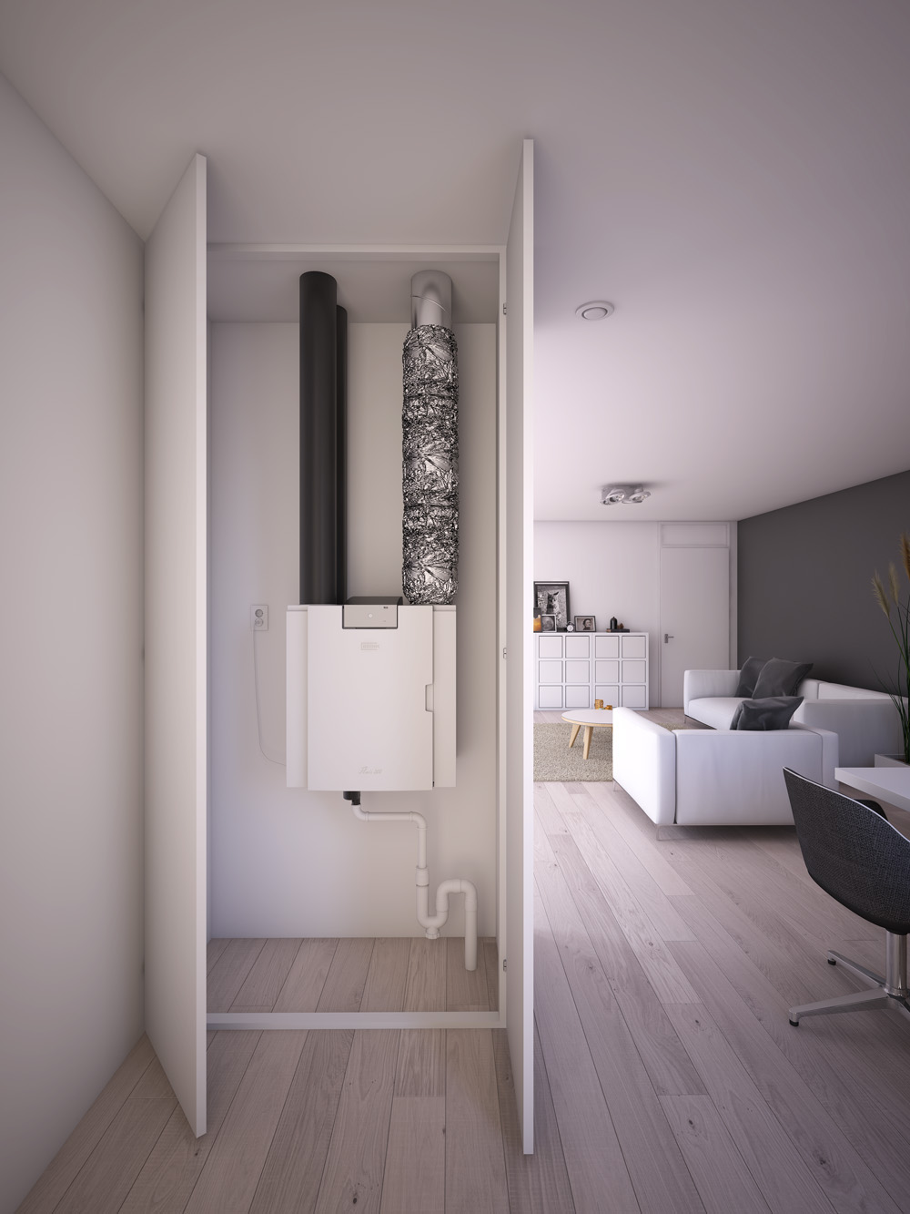 Compact ventilatietoestel voor appartementen en vervangingsmarkt